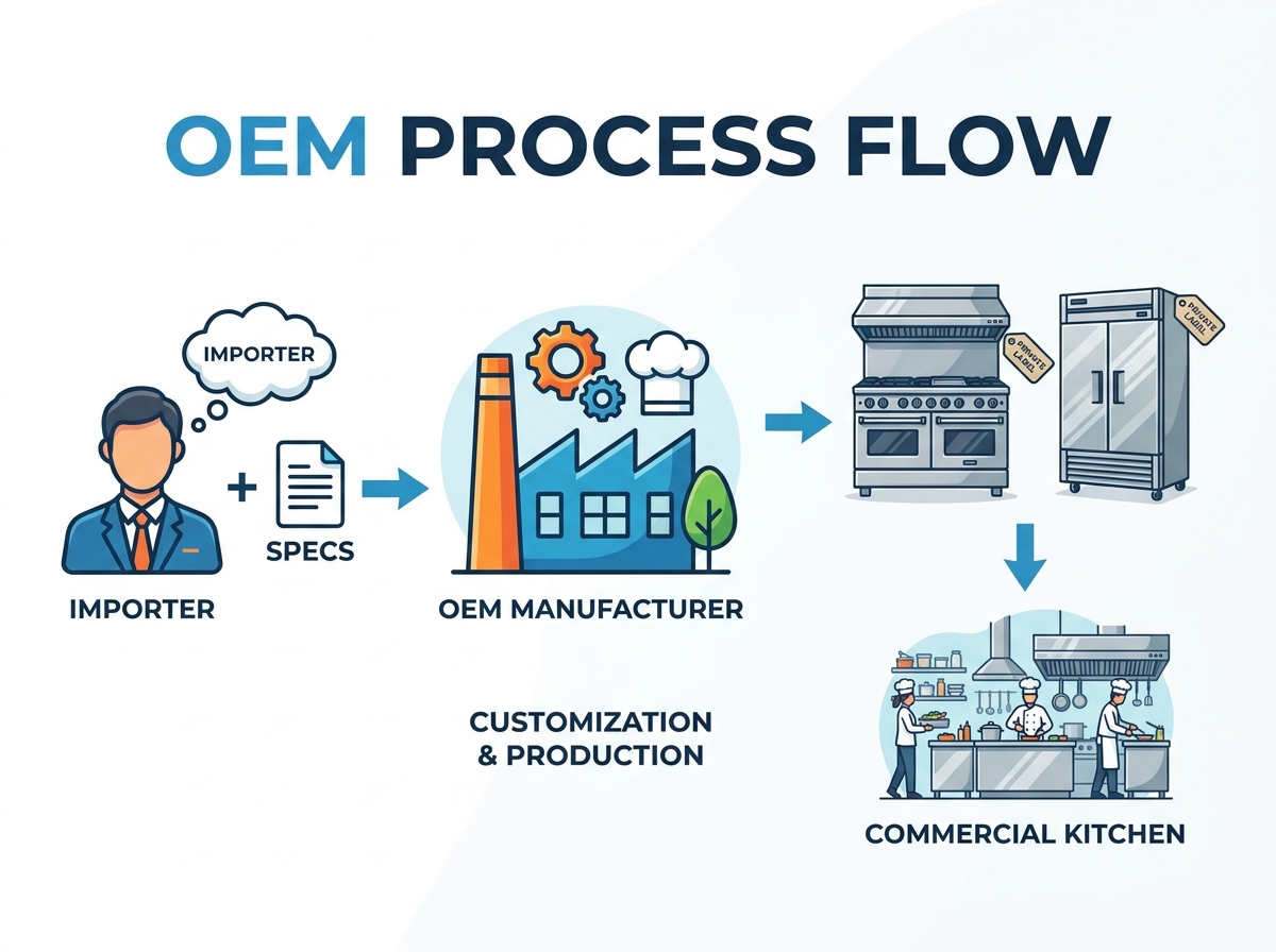Manufacturing and assembly of commercial kitchen equipment in a factory setting